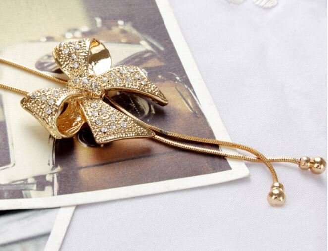 Elegant Bowknot Necklace With Swarovski Crystals in a Complimentary Gift Box