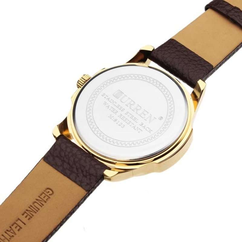 Elegant & Professional Curren AUTO DATE Mens Business Watch With Leather Strap in White and Gold