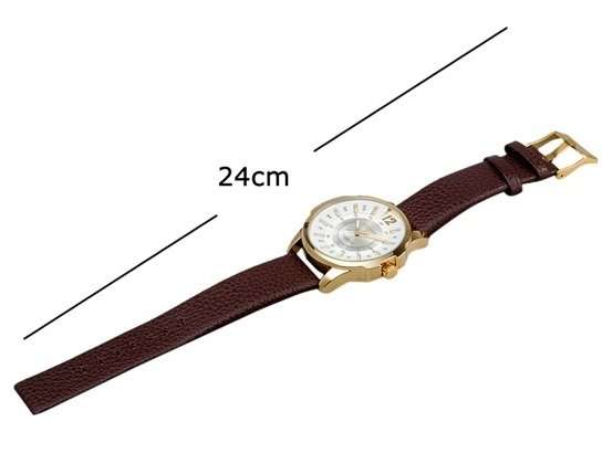 Elegant & Professional Curren AUTO DATE Mens Business Watch With Leather Strap in White and Gold