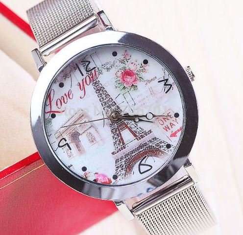 Stunning LOVE YOU Silver Eiffel Tower Wrist Watch With Mesh Band Perfect for Valentinesday 14 Feb