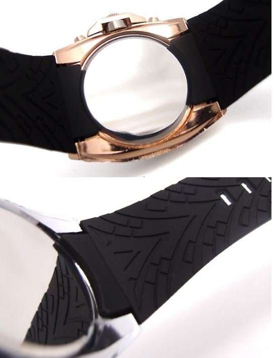 Elegant & Sporty V6 Stainless Steel & Silicone Men's Quartz Wrist Watch in Black & Gold