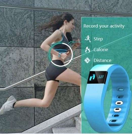 Bluetooth Smartwatch & Fitness Bracelet with Pedometer for Samsung & Android Phones BLUE