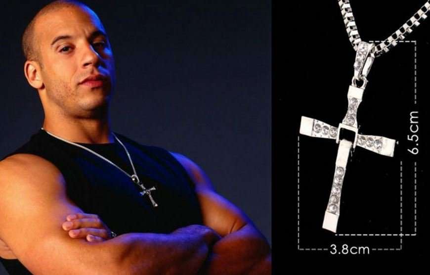 Fast & Furious Men's Stainless Steel Chain With Crystal Cross Pendant in Complimentary Gift Box