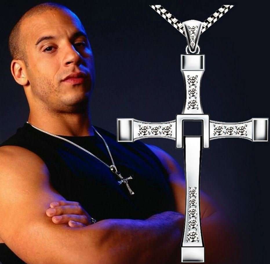 Fast & Furious Men's Stainless Steel Chain With Crystal Cross Pendant in Complimentary Gift Box