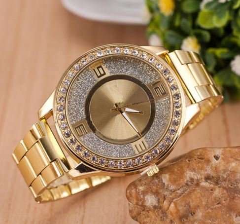 Elegant Ladies Crystal Diamante Quartz Wrist Watches in Gold or Silver