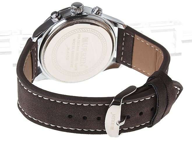 Elegant CURREN Military Leather Mens Wrist Watch - Black & Brown