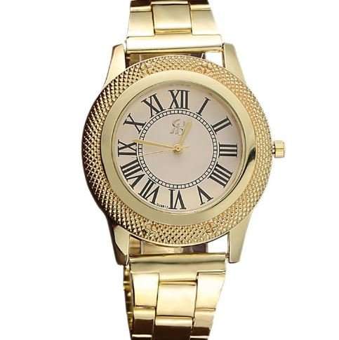 Luxury & Elegant Ladies Gold and Black Roman Number Quartz Wrist Watch