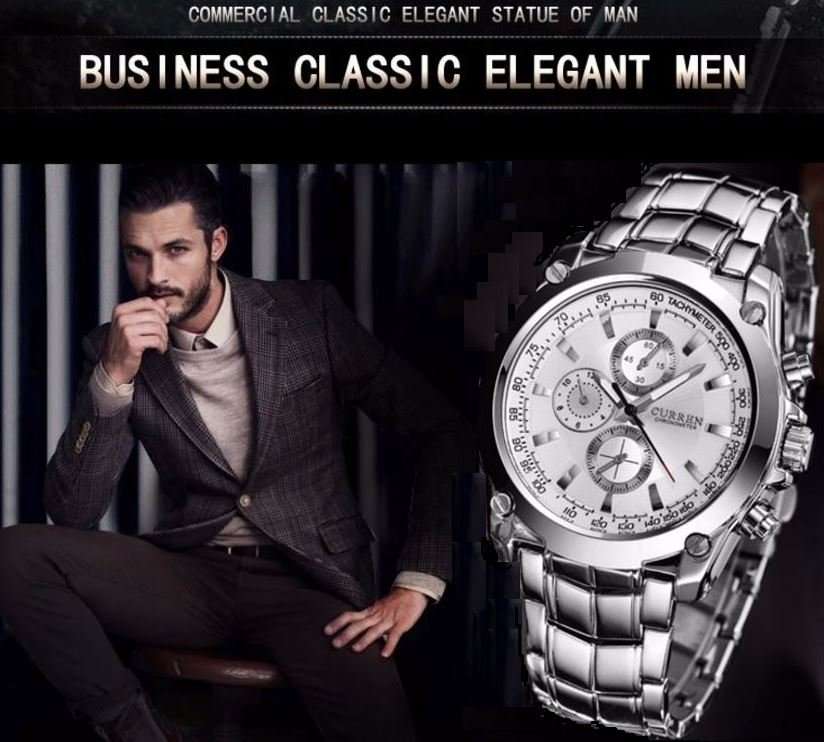 Elegant Business Stainless Steel CURREN  Mens Quartz Wrist Watch