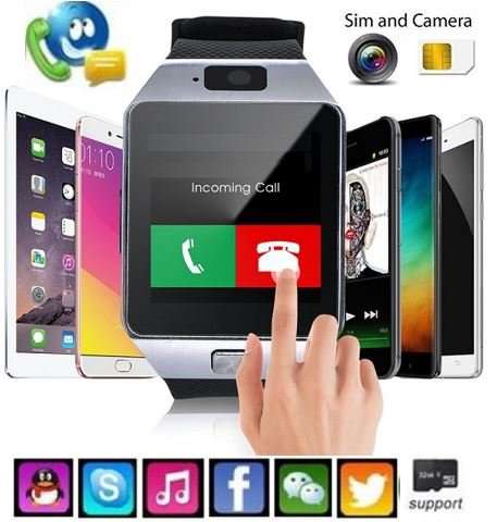 Smart Watch Phone -  SIM CARD, Bluetooth, Camera, Sleep Monitor, SD Card, MP3 etc. - Silver