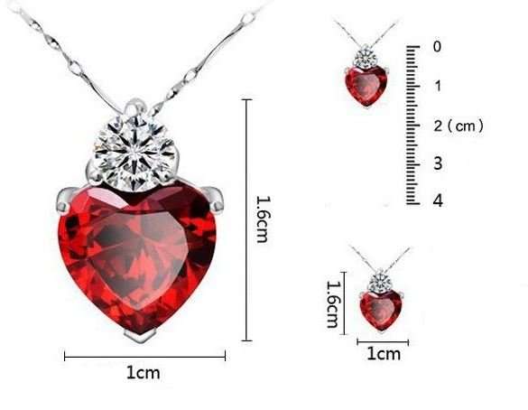 Exquisite Red Ruby Cubic Zirconia Heart Shaped Jewelry Set in Complimentary Gift Box