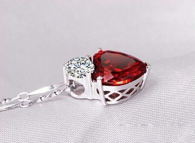 Exquisite Red Ruby Cubic Zirconia Heart Shaped Jewelry Set in Complimentary Gift Box