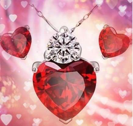 Exquisite Red Ruby Cubic Zirconia Heart Shaped Jewelry Set in Complimentary Gift Box
