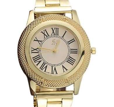 Luxury & Elegant Ladies Gold and Black Roman Number Quartz Wrist Watch