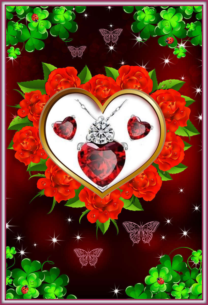 Exquisite Red Ruby Cubic Zirconia Heart Shaped Jewelry Set in Complimentary Gift Box