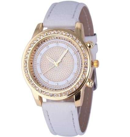 Beautiful and Elegant Ladies Austrian Crystal Geneva Leather Quartz Wrist Watch