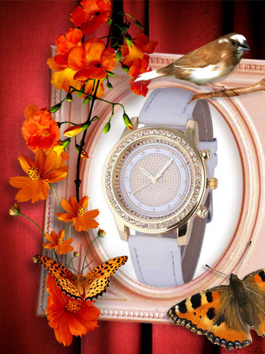 Beautiful and Elegant Ladies Austrian Crystal Geneva Leather Quartz Wrist Watch