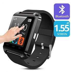 Bluetooth Smartwatch - iPhone, Android, Pedometer, Sleep Monitor, Drink Reminder etc - Black