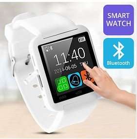Bluetooth Smartwatch for Android - Pedometer, Sleep Monitor, Drink Reminder, Remote Camera - WHITE