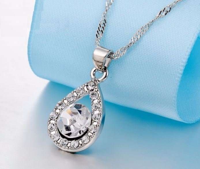 Elegant 925 Sterling Silver Cubic Zirconia Water Drop Jewelry Set in Complimentary Gift Box