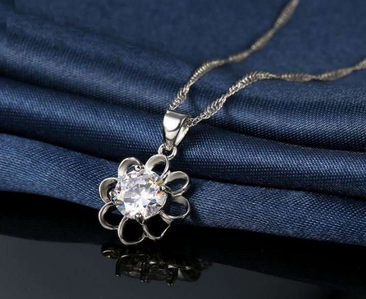925 Sterling Silver Cubic Zirconia Flower Jewelry Set in Complimentary Gift Box
