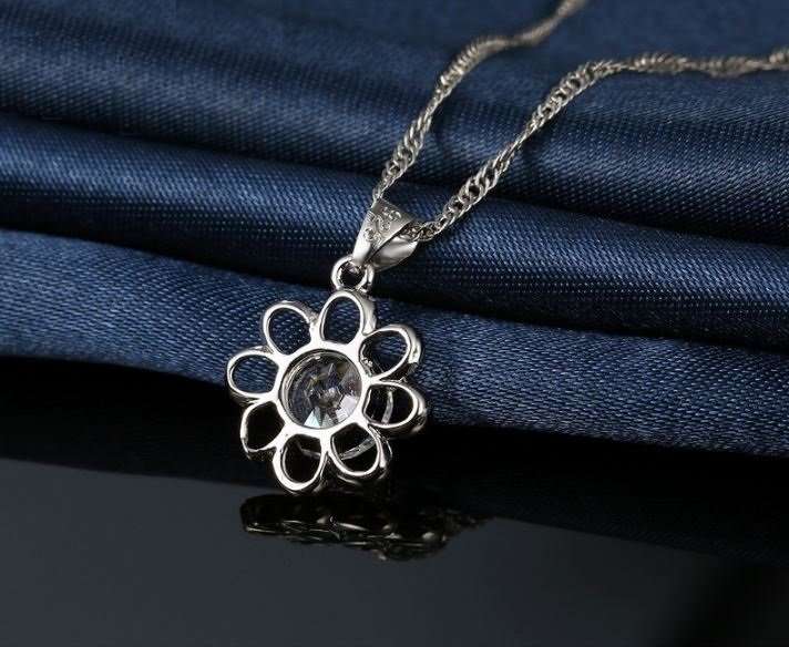 925 Sterling Silver Cubic Zirconia Flower Jewelry Set in Complimentary Gift Box