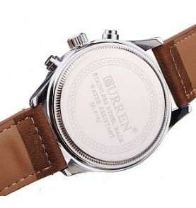 Elegant CURREN Military Leather Mens Wrist Watch - White & Brown in Gift Box
