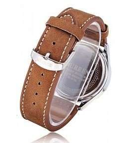 Elegant CURREN Military Leather Mens Wrist Watch - White & Brown in Gift Box