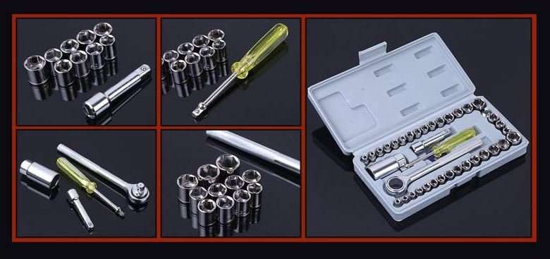 COMBO DEAL - 40 Piece Combination Socket Wrench Set PLUS 10 Piece Blade Fuses AND Tester Set