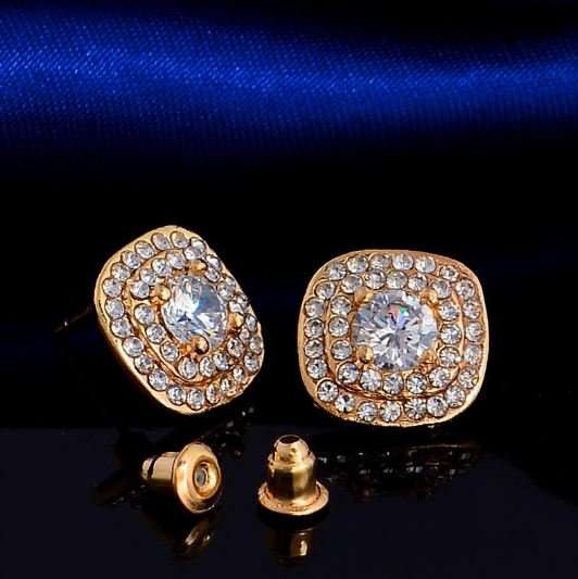 Elegant Austrian Stellux Cubic Zirconia Square Shape Jewelry Set in Complimentary Gift Box