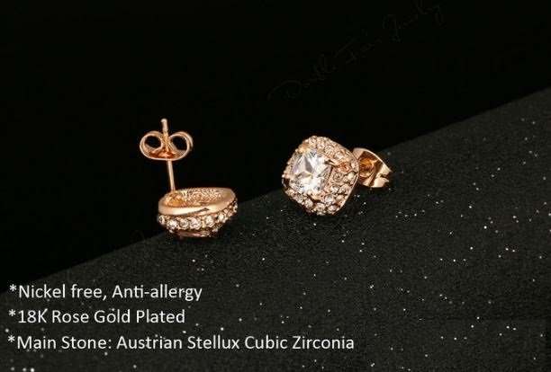 Elegant Austrian Stellux Cubic Zirconia Square Shape Jewelry Set in Complimentary Gift Box