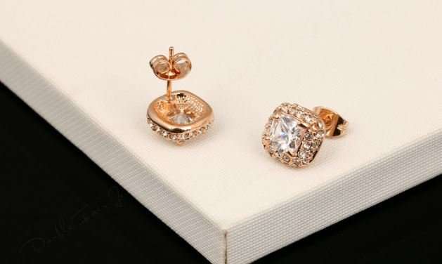 Elegant Austrian Stellux Cubic Zirconia Square Shape Jewelry Set in Complimentary Gift Box