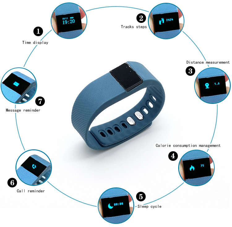 Bluetooth Smartwatch & Fitness Bracelet with Pedometer for Samsung & Android Phones BLUE