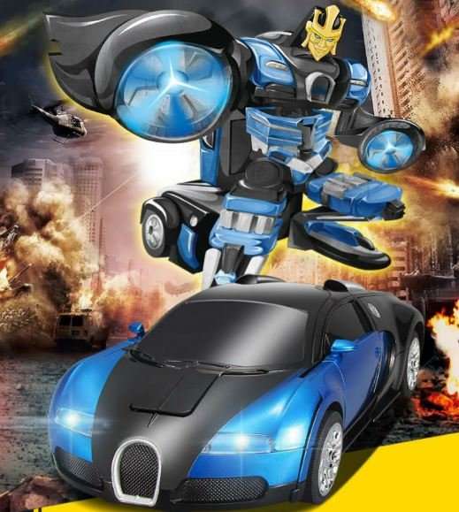 Large Buggati Remote Control TRANSFORMER Robot Car, Transforms in 1 Button - With Music & Lights