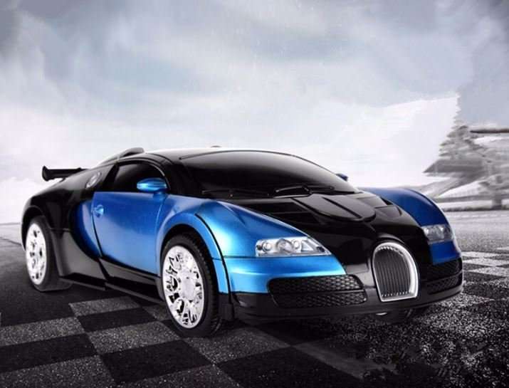 Large Buggati Remote Control TRANSFORMER Robot Car, Transforms in 1 Button - With Music & Lights