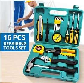 16 Piece High Quality Carbon Steel Combination Tool Set - Compact in a Case