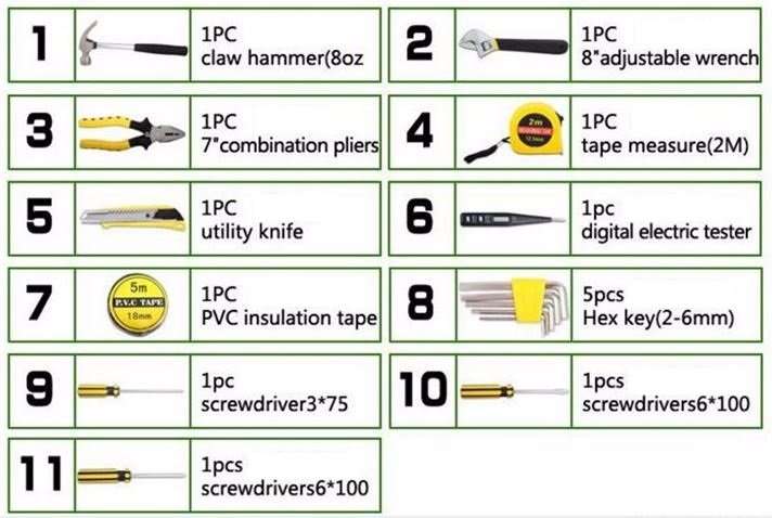 16 Piece Combination Tool Set - Quality Tools All Compact in a Case