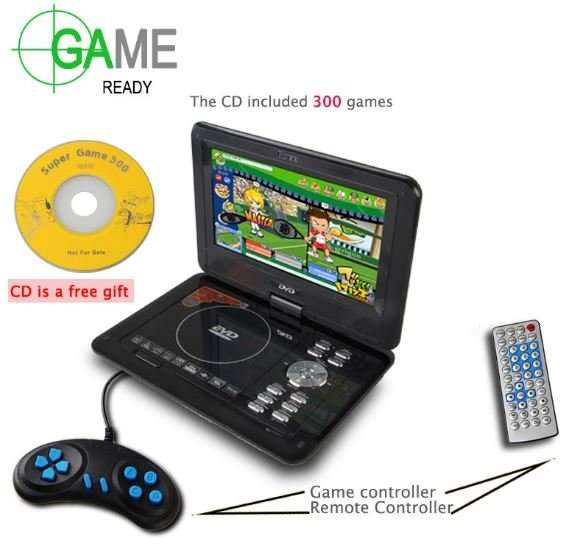 3D 9.8" Portable Colour EVD with TV Player, FM Radio, Card Reader, USB, 300 FREE GAMES and lots more