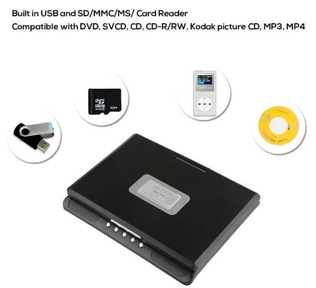3D 9.8" Portable Colour EVD with TV Player, FM Radio, Card Reader, USB, 300 FREE GAMES and lots more
