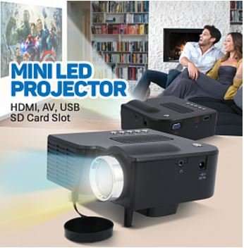 Mini LED Multimedia Projector and Remote Control - HDMI Port, USB, SD Cart Slot and many more