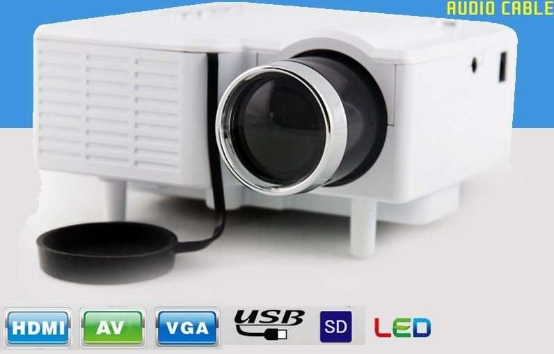 Mini LED Multimedia Projector and Remote Control - HDMI Port, USB, SD Cart Slot and many more