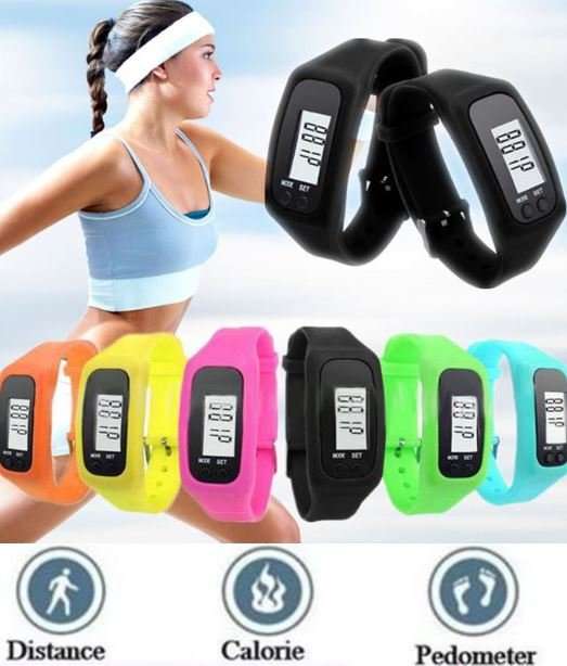 LCD Sport & Fitness PEDOMETER Wrist Watch, Step Counter, Calories, Distance, Available in 10 Colours