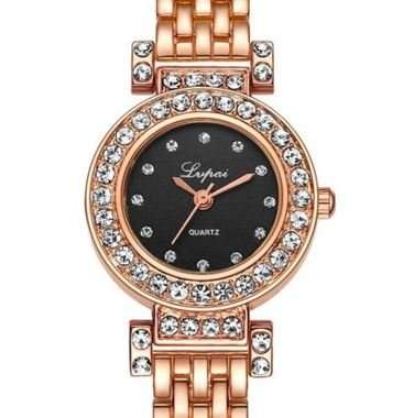 Elegant Ladies LVPAI Crystal Diamante Quartz Wrist Watch in Gold or Silver