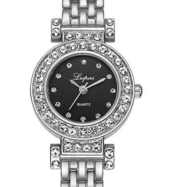 Elegant Ladies LVPAI Crystal Diamante Quartz Wrist Watch in Gold or Silver
