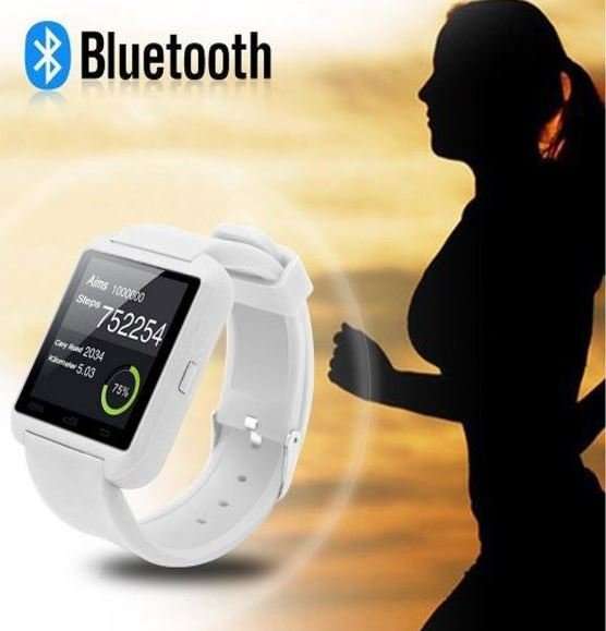 Bluetooth Smartwatch for Android - Pedometer, Sleep Monitor, Drink Reminder, Remote Camera - WHITE
