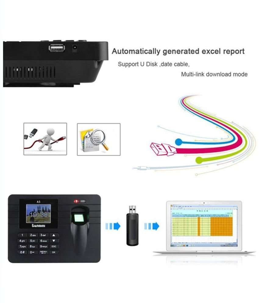 2.8" Bio-metric Fingerprint & Code Time Attendance System, Colour Display & Complete Software