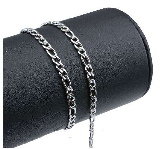 Elegant 4mm Men's Figaro Stainless Steel Link Chain - Complimentary Gift Box