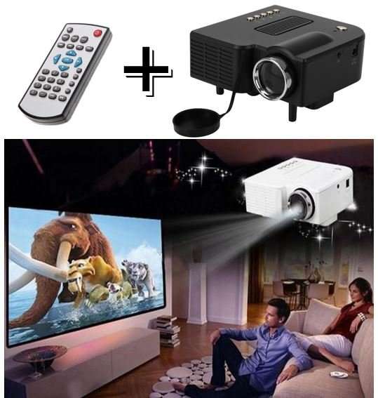 HD 1080P LED Multimedia Projector & Home Theater Cinema & Remote - AV, TV, VGA, HDMI, USB, SD, WTC