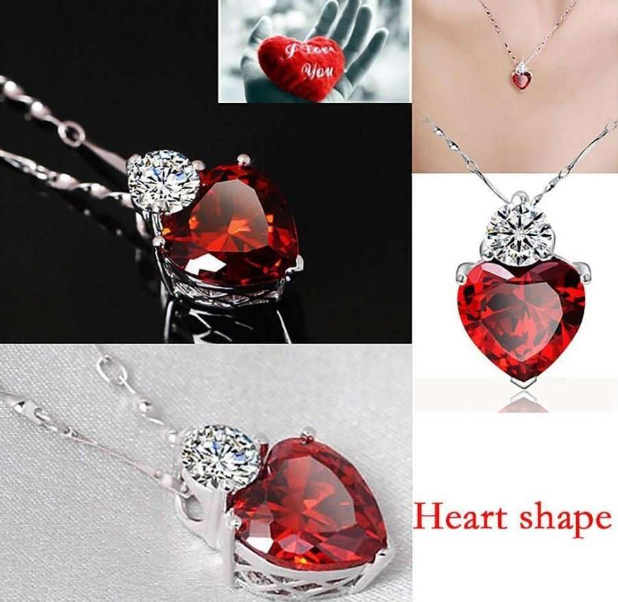 Exquisite Red Ruby Cubic Zirconia Heart Shaped Jewelry Set in Complimentary Gift Box