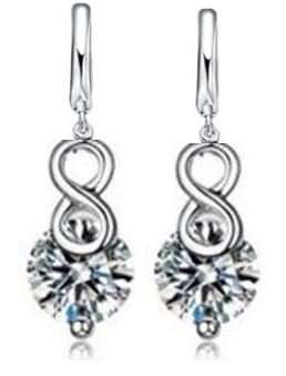 Elegant 925 Sterling Silver PATICO Crystal Lucky Number 8 Jewelry Set in Complimentary Gift Box