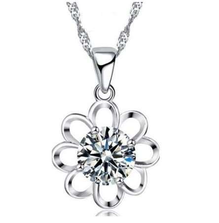 925 Sterling Silver Cubic Zirconia Flower Jewelry Set in Complimentary Gift Box